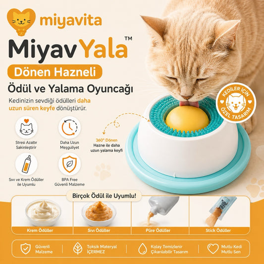 MiyavYala™ Dönen Hazneli Ödül ve Yalama Oyuncağı