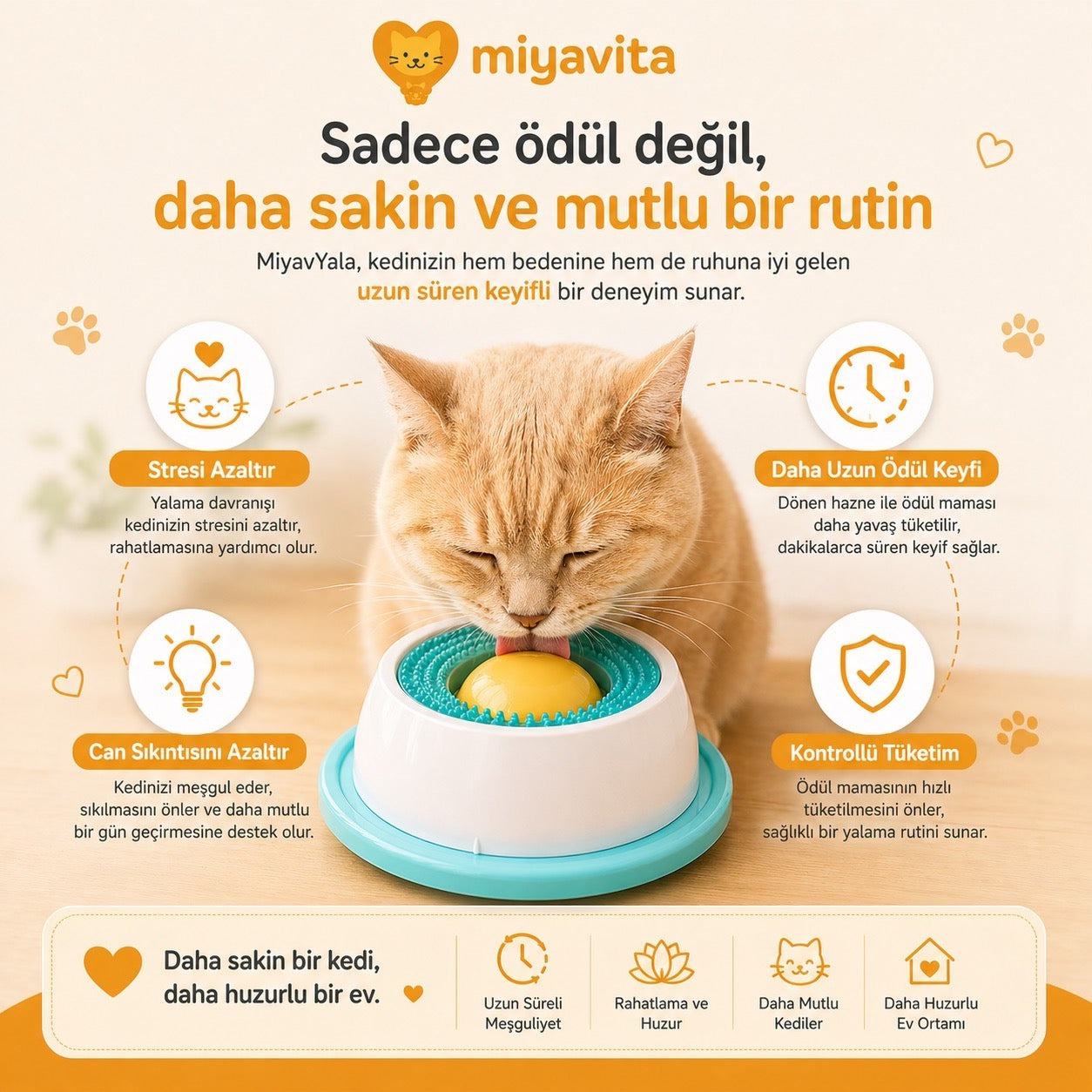 MiyavYala™ Dönen Hazneli Ödül ve Yalama Oyuncağı