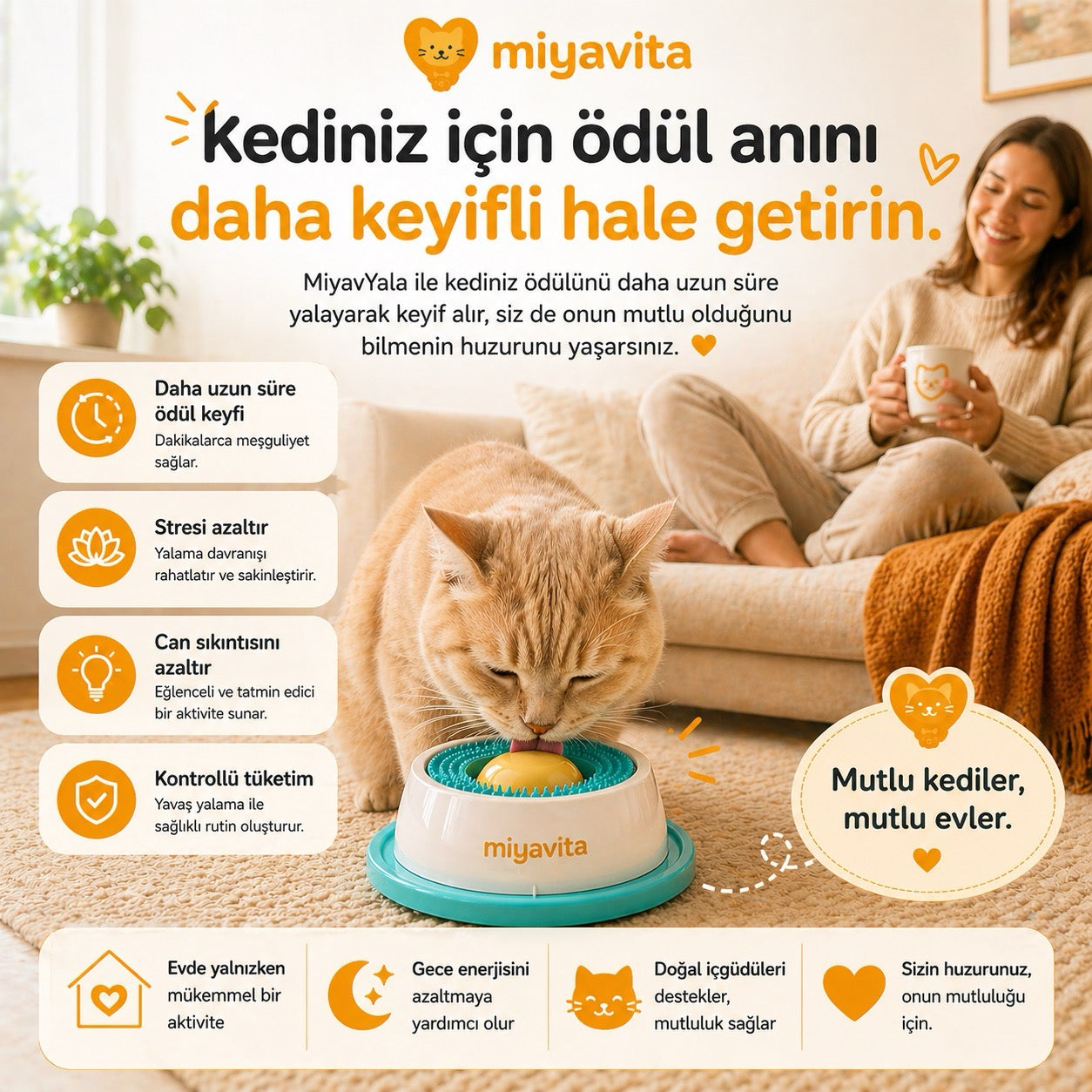 MiyavYala™ Dönen Hazneli Ödül ve Yalama Oyuncağı